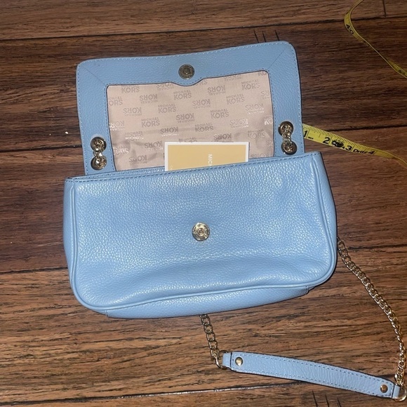 Blue Michael Kors purse blue shoulder bag leather bag fall bag gold chain bag - Picture 4 of 15